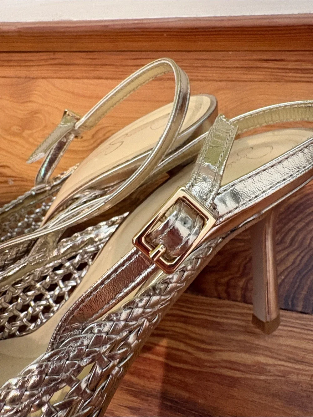 Jessica Simpson Gold Woven Slingback Heels
